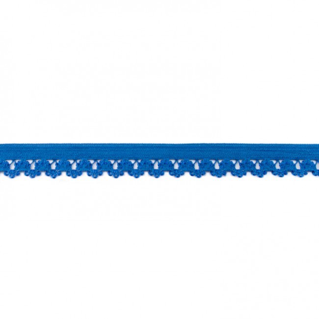 Elastisches Band mit Blumenkante,kobaltblau 14 mm